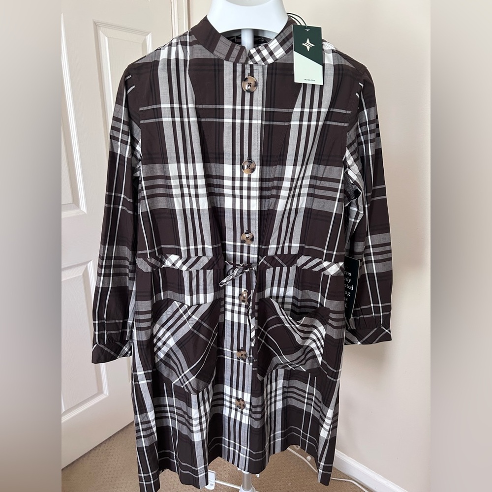 Tuckernuck Cedar Check Crosby Dress with Cinched Waist and Pockets